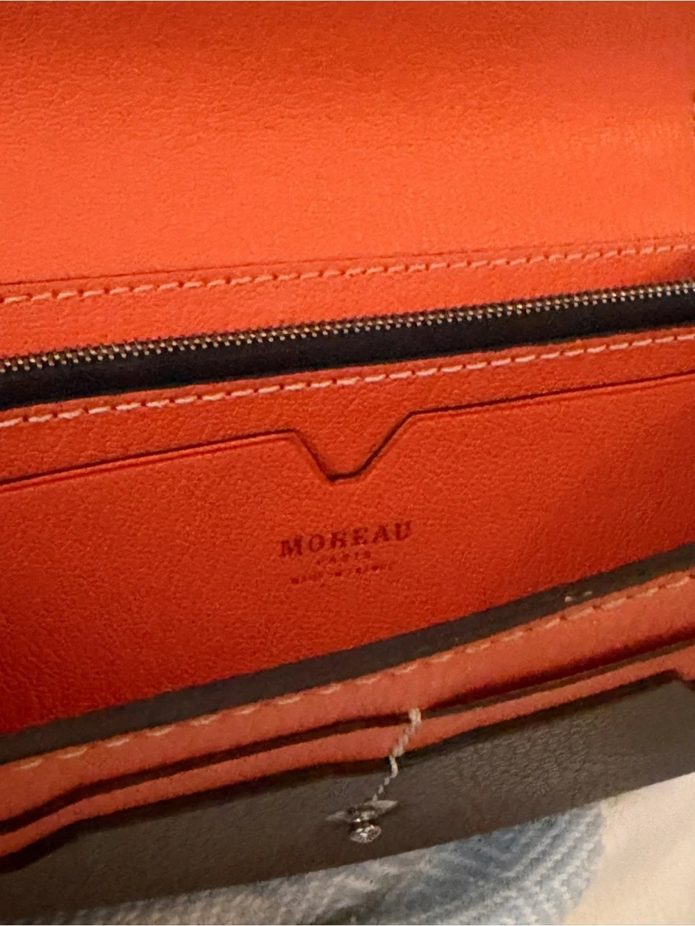 Moreau Paris Orange and Brown Leather Wallet